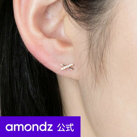 K14 14金 | K14 ローズ ゴールド X スティック ピアス | 14K Rose Gold X Stick Earrings | weamondz | amondz