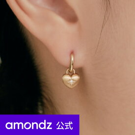K14 14金 フープピアス | K14 スター セッティング ハート ワンタッチ ピアス | 14K Star Setting Heart One Touch Earrings | weamondz | amondz