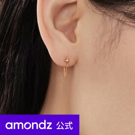 K14 14金 ピアス | K14 スター チェーン リング ピアス | 14K Star Chain Ring Earrings | weamondz | amondz