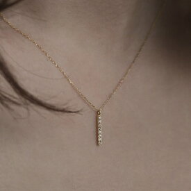 【オーダメイド】10金 | K10 プチ ダイヤ バー ネックレス | 10K Petit Diamond Bar Necklace | A'coll | amondz