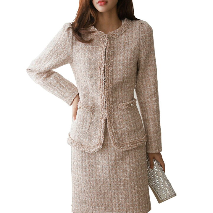 楽天市場】ツイードセットアップスーツ フォーマルスーツ スカート  