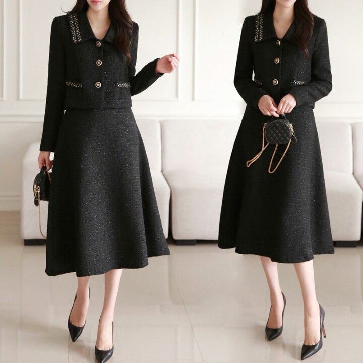 楽天市場】クロップドジャケット＆フレアスカートSET 2点セットスーツ  