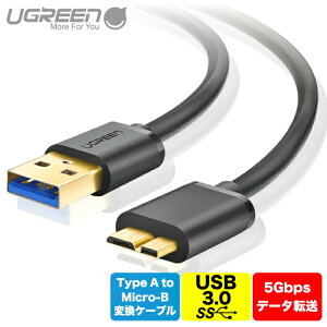 UGREEN USB P[u Micro B - USB 3.0 A f[^P[u usb }CN }[dP[u Galaxy S5 Note 3 Note Pro 12.2 |[^uHDD/SSD 0.5m OtBDhCu ɑΉ US130 10840 UG