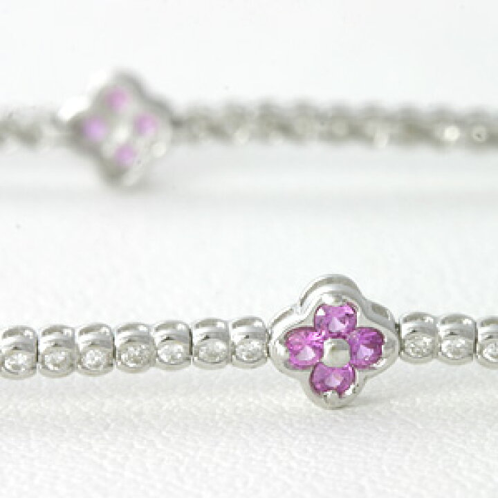 楽天市場】ピンクサファイア & ダイヤモンド ブレスレット K18WG【送料  