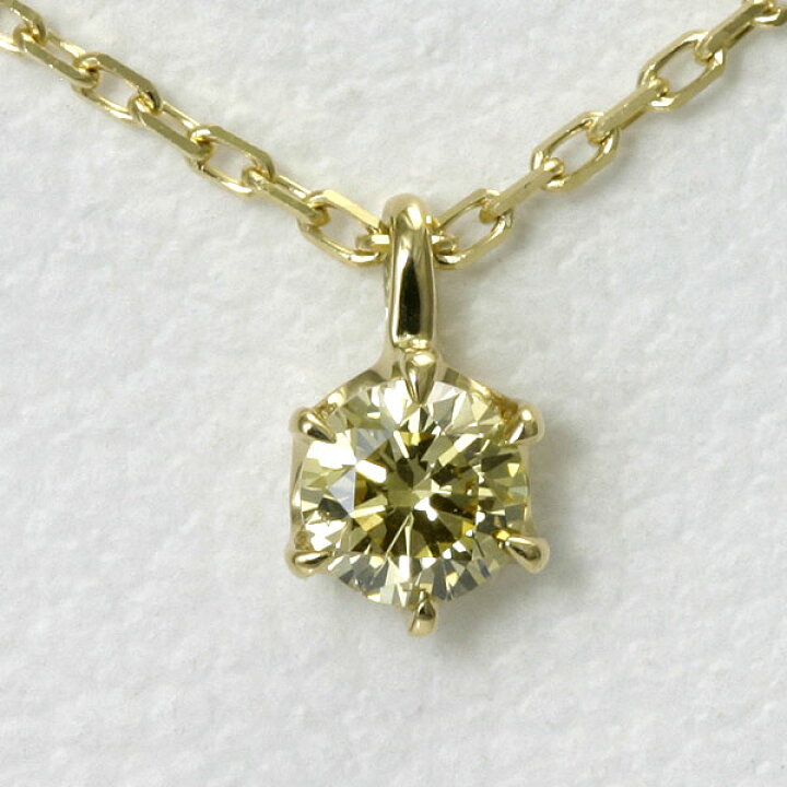 楽天市場】天然イエローダイヤモンド ネックレス 0.1ct K18 【送料無料  