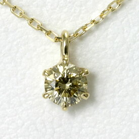 【ポイント2倍】天然イエローダイヤモンド ネックレス 0.2ct K18 【送料無料】0.223ct ソーティング付 FANCY GREENISH BROWNISH YELLOW 18K 18金 ダイヤ ネックレス yg 一粒 ダイヤモンド レディース