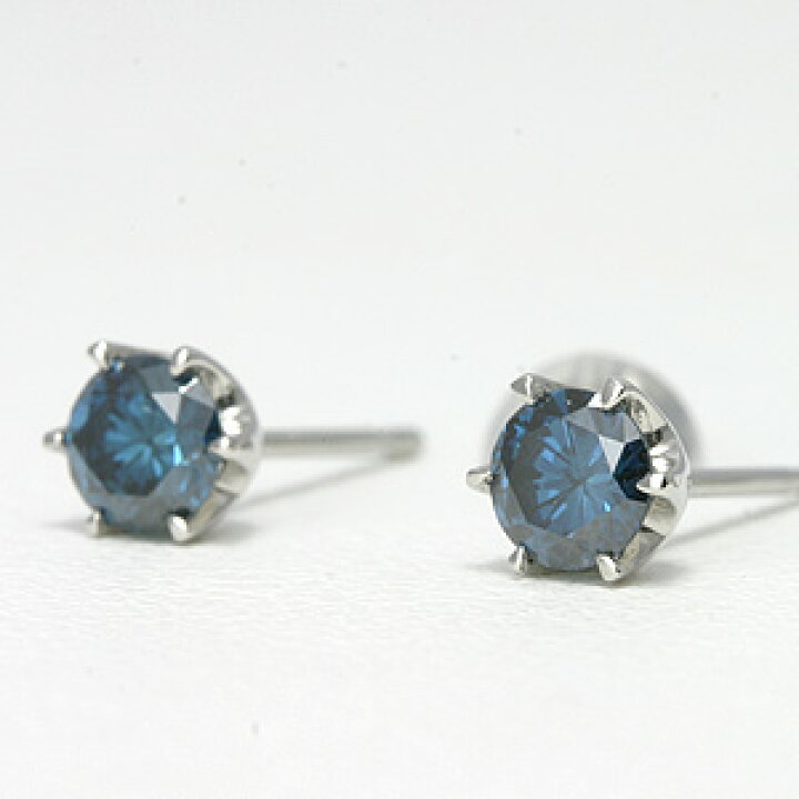 楽天市場】プラチナ ブルーダイヤ ピアス TOTAL 0.4ct 宝石鑑別  