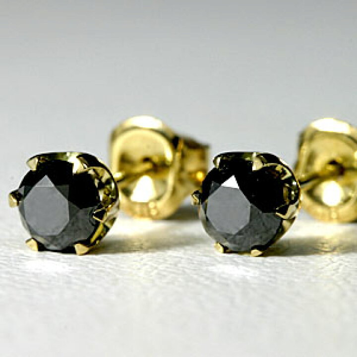 楽天市場】ブラックダイヤ ピアス K18 TOTAL0.6ct 【送料無料】 一粒 