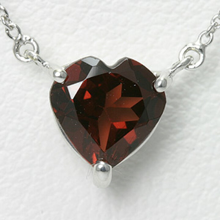 楽天市場】ガーネット ネックレス 1ct K10WG ハート ネックレス 【送料  