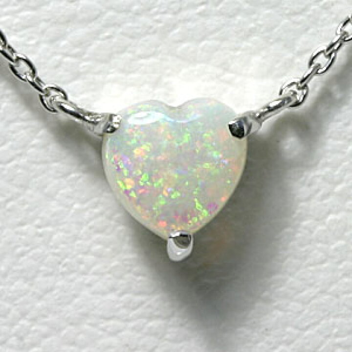 楽天市場】オパール ハート ネックレス K10WG【送料無料】ホワイト  