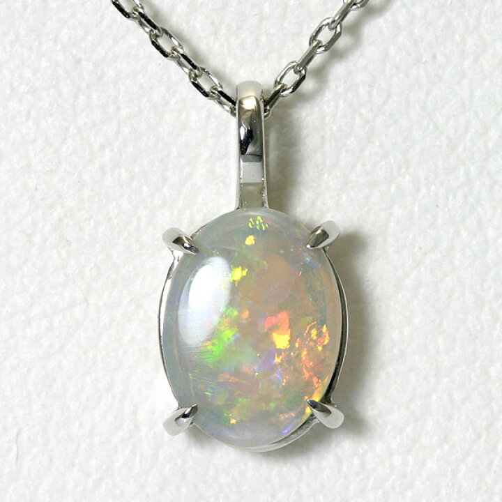 楽天市場】【ポイント2倍】オパール ネックレス 0.52ct K18WG【送料  