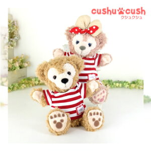 パペット ダッフィー シェリーメイ などの ぬいぐるみ用 コスチューム 洋服 【日本製 】 着せ替え 手作り 【cds514pt 赤 レッド ニット ワンピース リボン Tシャツ ペアセット】