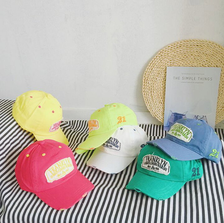 楽天市場 本日 全品ポイント5倍 子供 帽子 Cap キャップ 日よけ 48 50cm ホワイト イエロー ブルー ピンク グリーン 6カラー オシャレ キッズ Kids かわいい こども おしゃれ キッズ 小物 男の子 女の子 人気 通販 ダンス 衣装 子供服 Krumel クルメル