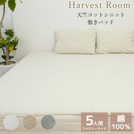 [楽天スーパーSALE]天竺ニット 敷きパッド 5人用 280×205cm 綿100% コットン 天竺 単品 ファミリーサイズ 綿 軽い おしゃれ 着脱簡単 寝具 杢カラー くすみカラー 通年 送料無料 HarvestRoom | オールシーズン 敷パッド 敷きパット ベッド ベッドパッド