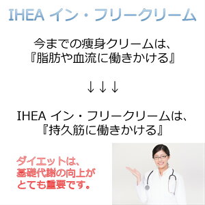 送料無料痩身クリームIHEAイン・フリークリームダイエットマッサージ運動不足代謝筋力脂肪体重ウエストヒップ太ももセルライト人気おすすめ