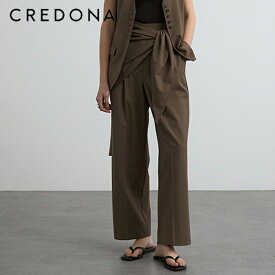 【即納】CREDONA クレドナ SWAY SCARF PANTS スウェイスカーフパンツ スカーフパンツ スカーフ パンツ ワイドパンツ タックワイドパンツ 巻きスカート ワイド タックパンツ タック パンツ ロングパンツ レイヤード 重ね着