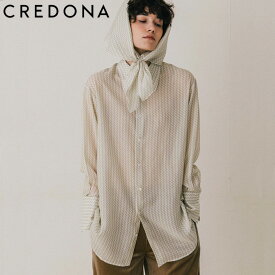 【クーポン利用で40％OFF】CREDONA クレドナ GEOMETRIC SHIRT ジオメトリックシャツ ジオメトリック シャツ ジオメトリー 幾何学模様 幾何学柄 プリントシャツ スカーフ スカーフセット トップス レディース