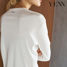 【予約】【6月上旬～中旬入荷予定】YENN イエン COTTON RIB LONG TEE コットンリブロングTシャツ コットン リブロンT リブ Tシャツ リブT ロンT ロングTシャツ レイヤード 重ね着 ワンポイント ロゴT レディース タイト カジュアル オフホワイト ブラック Y263-81105