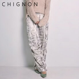 【即納】【2026春夏新作】CHIGNON シニヨン プリントカーゴパンツ プリント プリント柄 ワイドパンツ 柄パンツ イージーパンツ 総柄 柄 カーゴパンツ カジュアル きれいめ 3556-420