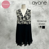 【予約】【12月下旬～1月中旬入荷予定】ayane アヤン 花柄レース切り替えフレアチュニック 897125