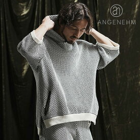 2024 春夏 先行予約 5月下旬〜6月上旬入荷予定 アンゲネーム パーカー ANGENEHM Uneven texture sweater short sleeve hoodie メンズ