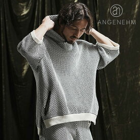 2024 春夏 先行予約 5月下旬～6月上旬入荷予定 アンゲネーム パーカー ANGENEHM Uneven texture sweater short sleeve hoodie メンズ