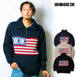 �A�j�}���A �j�b�g ANIMALIA Half Zip Knit -AA Flag �����Y ��������