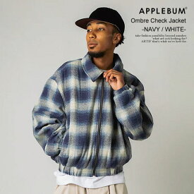 30％OFF SALE セール アップルバム ジャケット APPLEBUM Ombre Check Jacket -NAVY/WHITE- メンズ 中綿ジャケット オンブレチェック 送料無料 ストリート