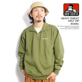 30％OFF SALE セール ベンデイビス スウェット BEN DAVIS HEAVY SWEAT HALF ZIP -KHAKI- メンズ ハーフジップ ヘビーウェイト 送料無料 ストリート