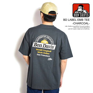 �x���f�C�r�X T�V���c BEN DAVIS BD LABEL EMB TEE -CHARCOAL- �����Y ����T�V���c �I�[�o�[�T�C�Y �������� �X�g���[�g