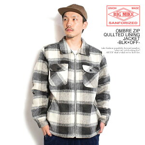 �r�b�O�}�C�N �W���P�b�g BIG MIKE OMBRE ZIP QULLTED LINING JACKET -BLK×OFF- �����Y �I���u���`�F�b�N �L���e�B���O �������� �X�g���[�g