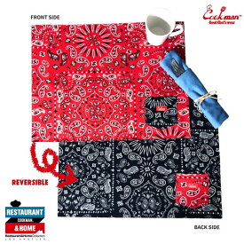クックマン ランチョンマット COOKMAN TABLE POCKET MAT REVERSIBLE -PAISLEY RED & BLACK- ストリート系 ファッション