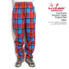 クックマン パンツ COOKMAN Chef Pants Woolmix Tartan Original Red -RED- メンズ シェフパンツ イージーパンツ 送料無料 ストリート