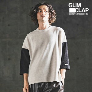 2026 �t�� 2nd ��s�\�� 4�����{�`5����{���ח\�� �O�����N���b�v T�V���c GLIMCLAP Melange Rib-Bonded 3/4 Sleeve T-shirt �����Y �������� �L�����Z���s��