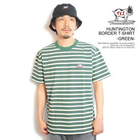 エンドレスサマー Tシャツ The Endless Summer TES HUNTINGTON BORDER T-SHIRT -GREEN- メンズ 半袖 TES ボーダーTシャツ 送料無料 ストリート