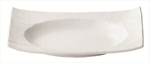 料亭削り 尺二楕円長角皿 (白) 強化磁器 37×18×H5.8cm 食器 創作料理 一品料理 多国籍料理 器 アジアン料理 和食器 洋食器 居酒屋 焼肉 中華 などにご利用頂けます