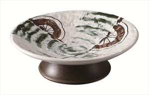 花車 高台7寸皿 陶器 φ21.3×H6.5cm 食器 創作料理 一品料理 多国籍料理 器 アジアン料理 和食器 洋食器 居酒屋 焼肉 中華 などにご利用頂けます