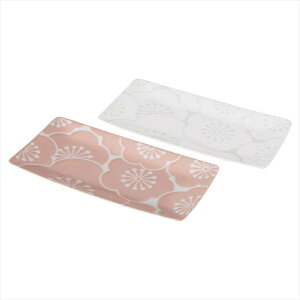 はふり 長角皿ペア(桃・白) 内祝 内祝い お祝 御祝 記念品 出産内祝い プレゼント 快気祝い 粗供養 引出物