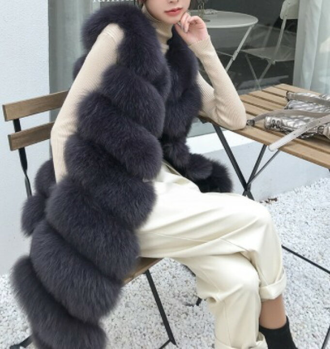 楽天市場】SALE セール 毛皮 リアルフォックス FOX ロングベスト ジレ  