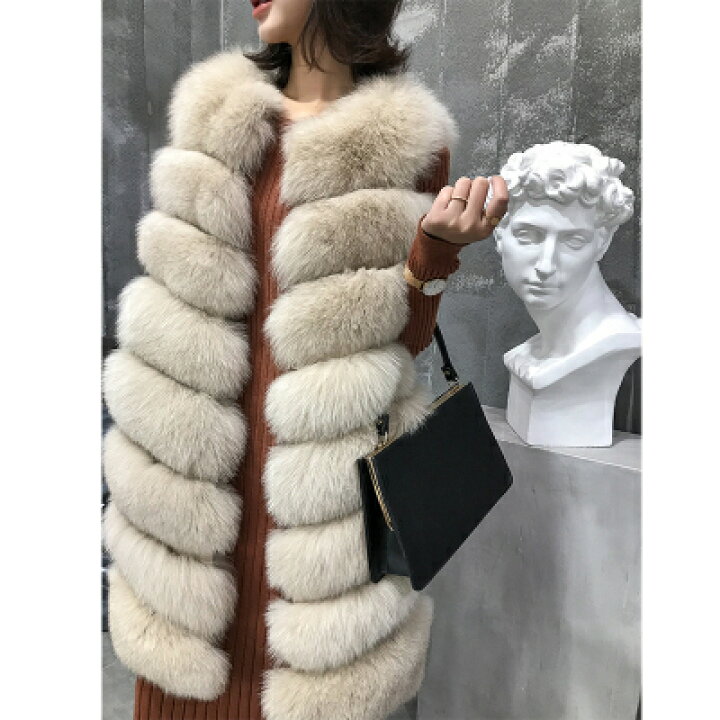 楽天市場】SALE セール 毛皮 リアルフォックス FOX ロングベスト ジレ 
