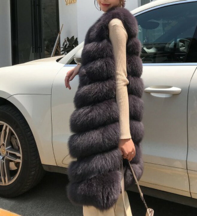 楽天市場】SALE セール 毛皮 リアルフォックス FOX ロングベスト ジレ 