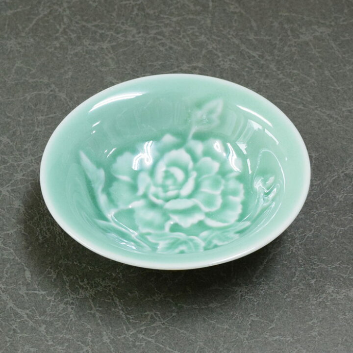 楽天市場】牡丹模様青磁小皿小皿 菓子皿 中国 茶器 青磁 彫刻 