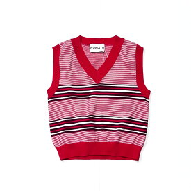 NOMA t.d.【ノーマティーディー】-NOMA Stripe Knit Vest (Red×Off)