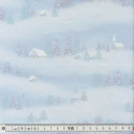 特価 クリスマス生地（布）雪景色柄 ペールブルー30cmより