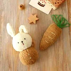 ハマナカ ベビー 手作りオーガニックコットンキット こうさぎのがらがらとにんじんのにぎにぎ