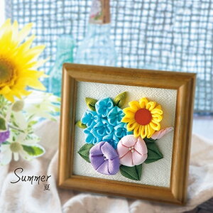 つまみ細工のフラワーブーケ Summer 手作りキット〜木製フレーム付〜