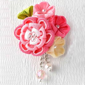 つまみ細工 キット 京ちりめん 彩花のブローチキット（ピンク）