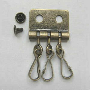 キーホルダー金具 3連タイプ(アンティークゴールド)5個入 高齢者レクリエーション デイケア