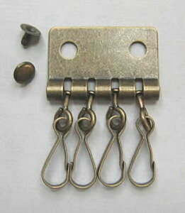 キーホルダー金具 4連タイプ(アンティークゴールド) 5個入・カシメ付き 高齢者レクリエーション デイケア