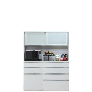 キッチンボード 食器棚 サイドボード カップボード オープンボード ハイタイプ 幅140cm 木目 ハイグロス ホワイト ブラウン 鏡面 モイス サイレントクローズ セミオーダー コンセント 大川家